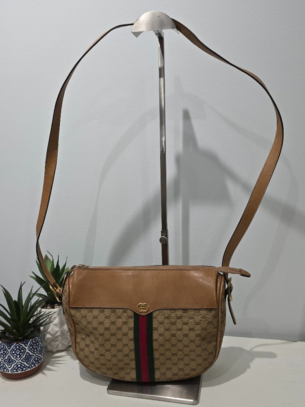 Gucci - Vintage GG Monogram Shoulder Bag, Web Stripe, Made in Italy​​